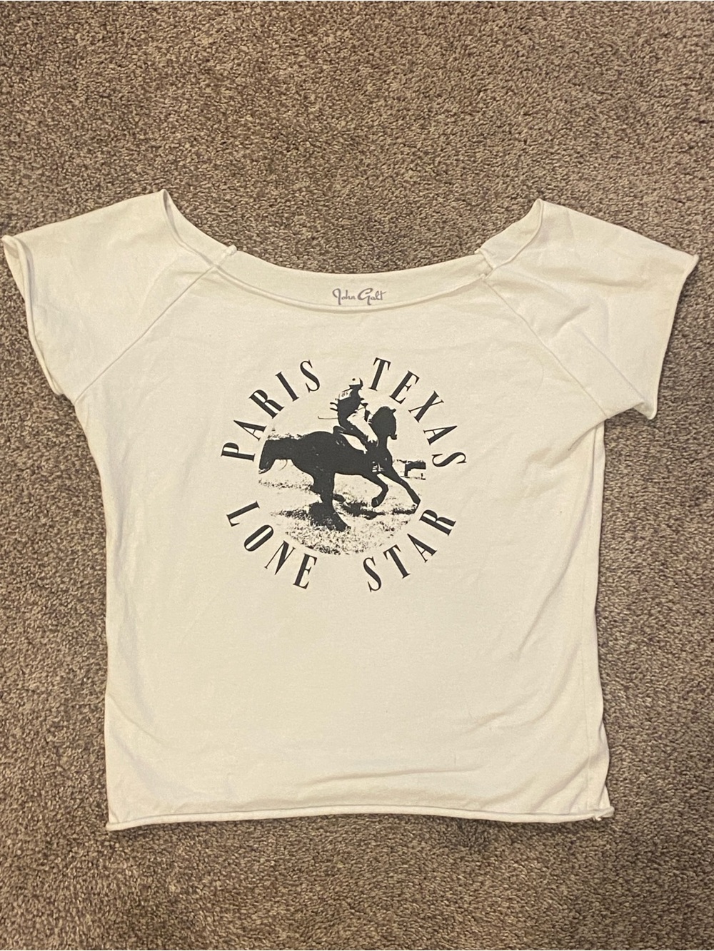 Brandy Melville White Paris Texas Lone Star Graphic Tee - Short Sleeve